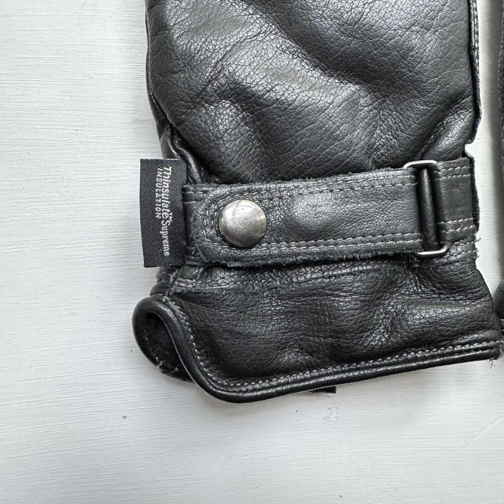 HUDSON'S BAY Gloves Genuine Leather Thinsulate Insulation Lining black gloves M - Picture 3 of 9